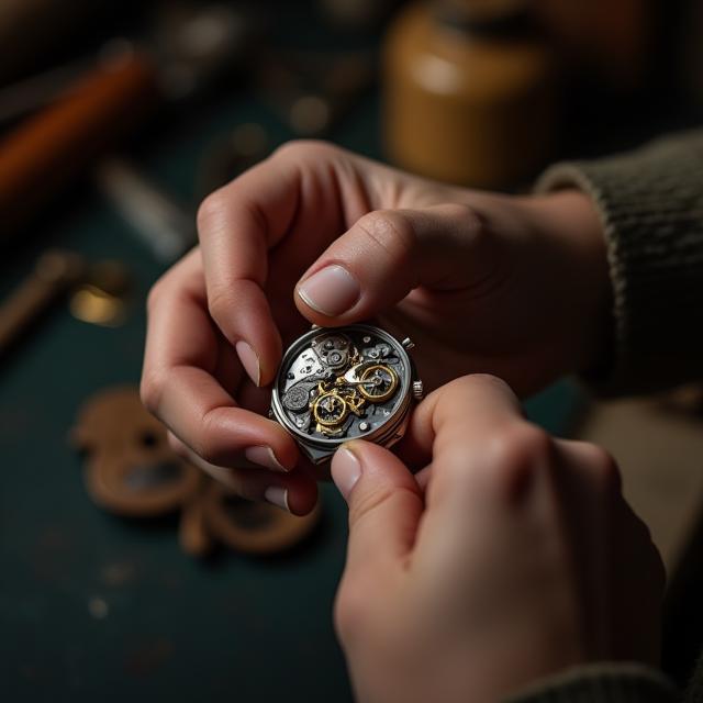 Watchmaker adjusting movement components